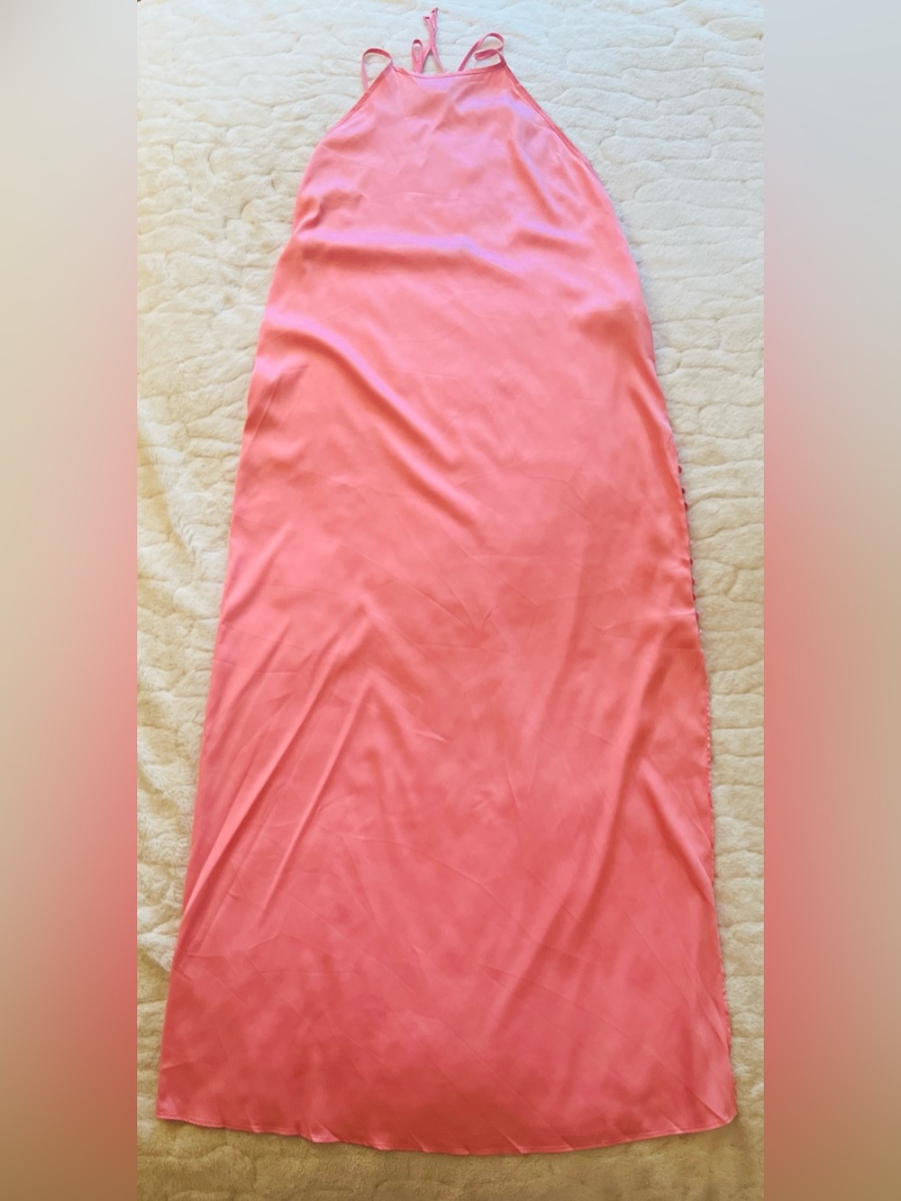 Zara Pink Satin Halter Maxi Dress size M